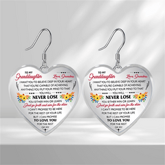 Mini Floral Heart Glass Pendant Earrings - Birthday Gift