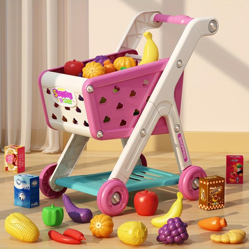 Kids Play House Shopping Cart 26pc Set Kitchen Supermarket Cooking Toys