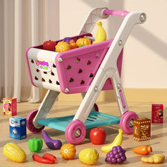 Kids Play House Shopping Cart 26pc Set Kitchen Supermarket Cooking Toys