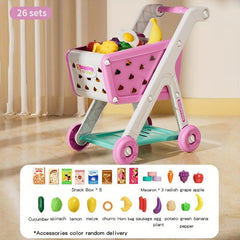 Kids Play House Shopping Cart 26pc Set Kitchen Supermarket Cooking Toys