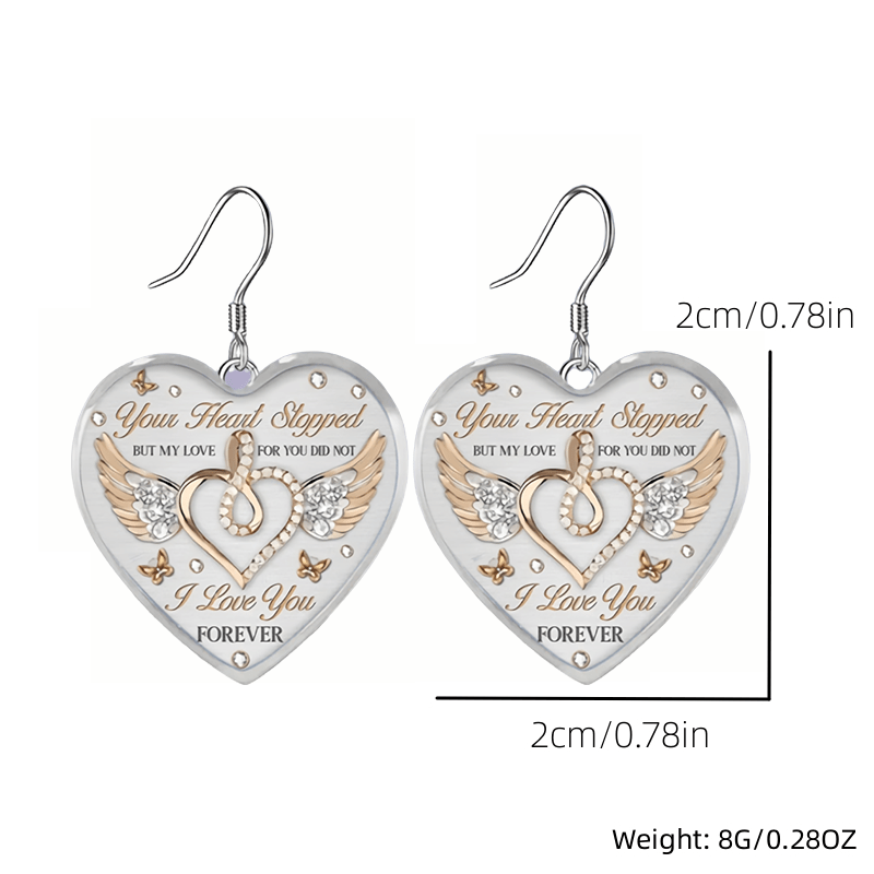Love And Wing Heart Glass Pendant Earrings Graduation Birthday Gift