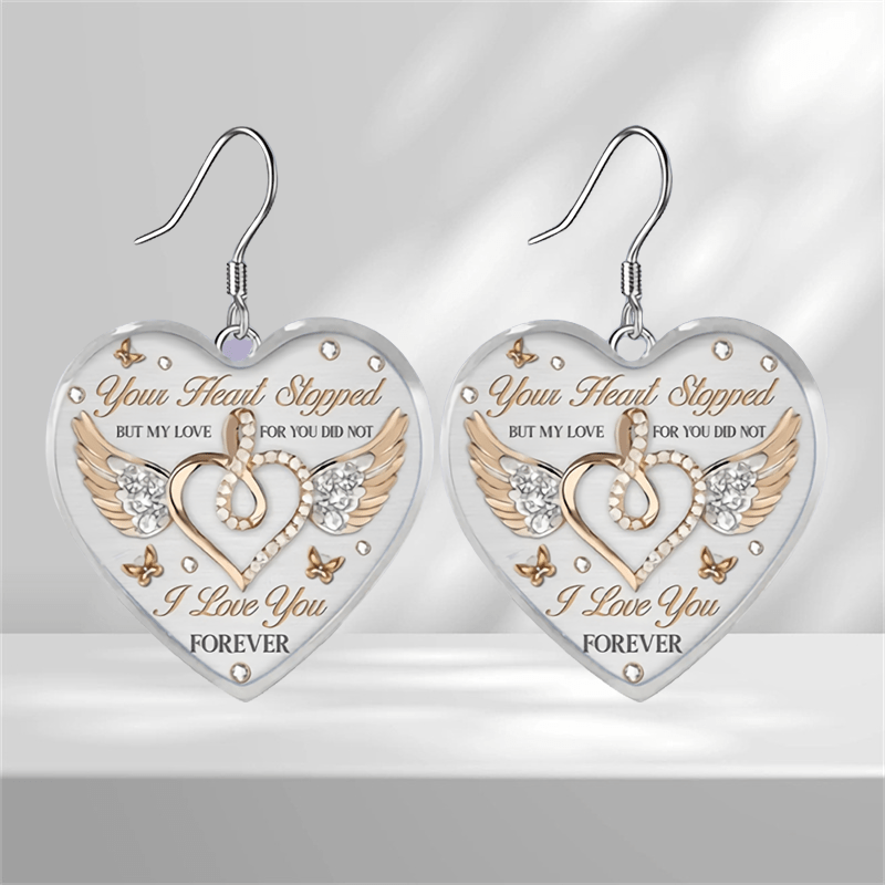 Love And Wing Heart Glass Pendant Earrings Graduation Birthday Gift