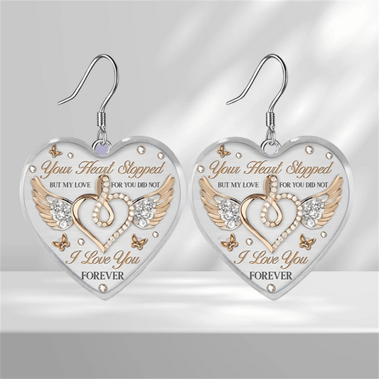 Love And Wing Heart Glass Pendant Earrings Graduation Birthday Gift