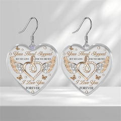 Love And Wing Heart Glass Pendant Earrings Graduation Birthday Gift