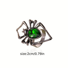 Exaggerated Spider Jewelry Set Vintage Green Stone Accessories
