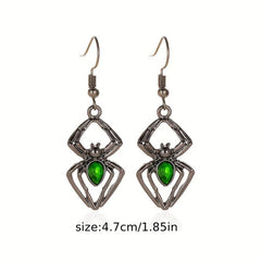 Exaggerated Spider Jewelry Set Vintage Green Stone Accessories