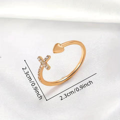 Bohemian Style Adjustable Cross Opening Ring with Artificial Diamond