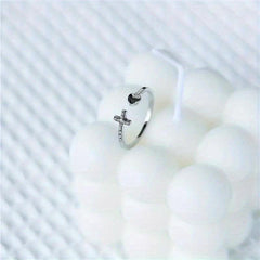 Bohemian Style Adjustable Cross Opening Ring with Artificial Diamond