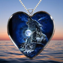 Heart shaped Wolf Necklace Toy For Kids Daughters Gift