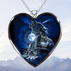 Heart shaped Wolf Necklace Toy For Kids Daughters Gift