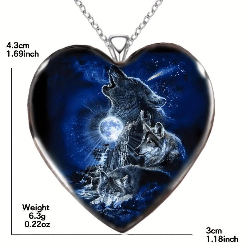 Heart shaped Wolf Necklace Toy For Kids Daughters Gift