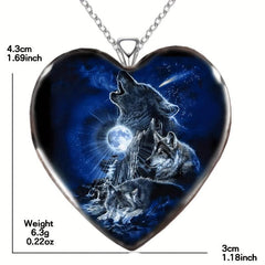 Heart shaped Wolf Necklace Toy For Kids Daughters Gift