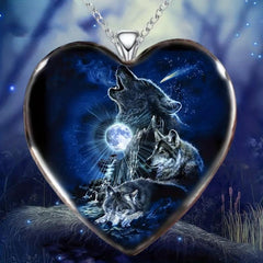 Heart shaped Wolf Necklace Toy For Kids Daughters Gift
