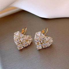 Heart Shaped Zircon Copper Earrings
