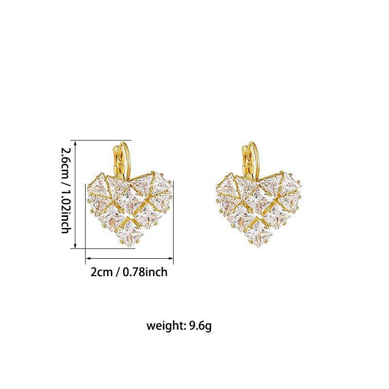 Heart Shaped Zircon Copper Earrings