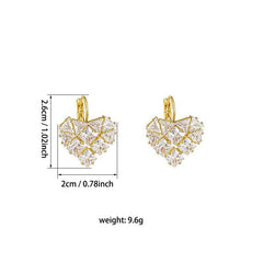 Heart Shaped Zircon Copper Earrings