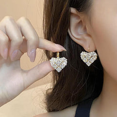 Heart Shaped Zircon Copper Earrings