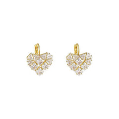 Heart Shaped Zircon Copper Earrings