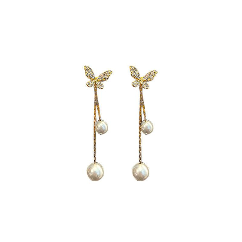 Summer Butterfly Earrings Pearl Earrings Female