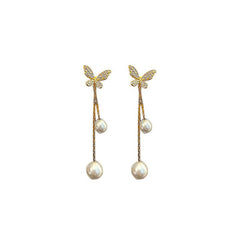 Summer Butterfly Earrings Pearl Earrings Female
