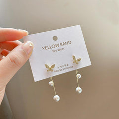 Summer Butterfly Earrings Pearl Earrings Female