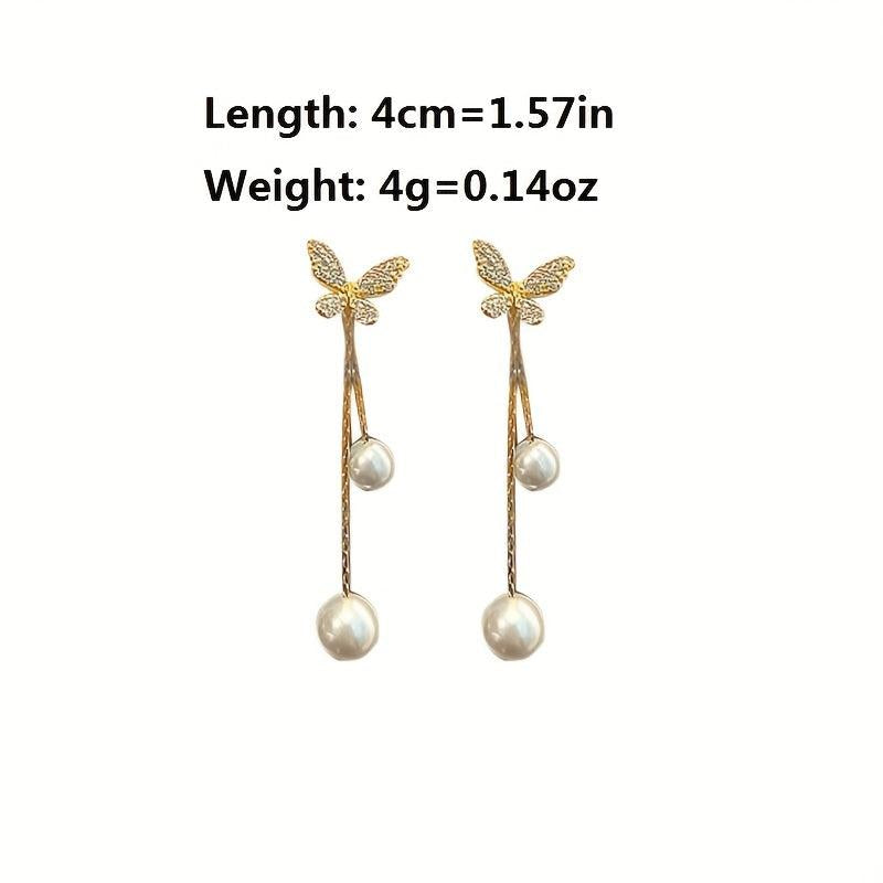 Summer Butterfly Earrings Pearl Earrings Female