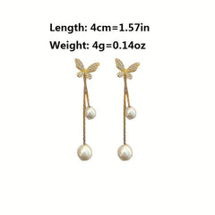 Summer Butterfly Earrings Pearl Earrings Female