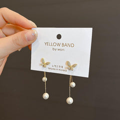 Summer Butterfly Earrings Pearl Earrings Female
