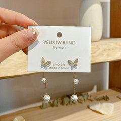 Summer Butterfly Earrings Pearl Earrings Female