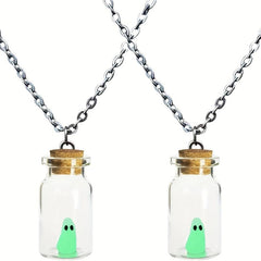 Mini Ghost Necklace Halloween Glow In The Dark Pendant