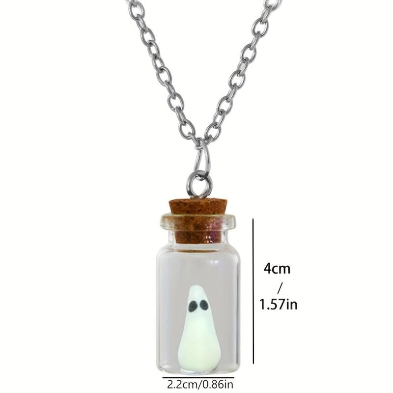 Mini Ghost Necklace Halloween Glow In The Dark Pendant