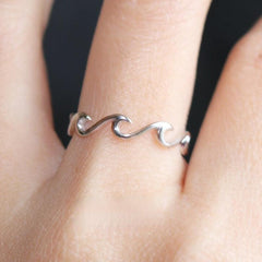 Silvery Plated Eternity Wave Ocean Women's Ring
