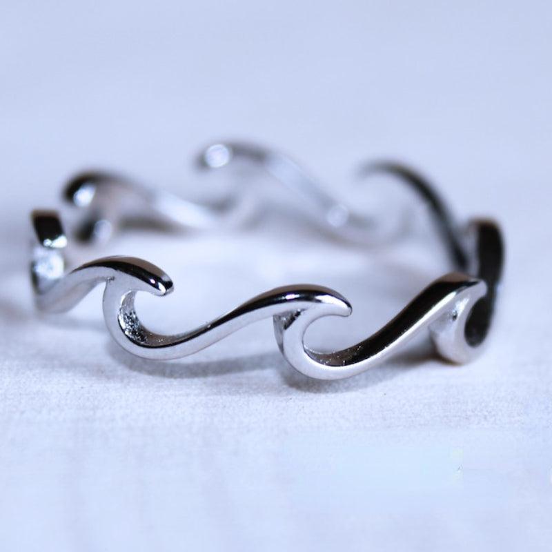 Silvery Plated Eternity Wave Ocean Women's Ring