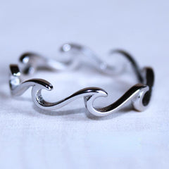 Silvery Plated Eternity Wave Ocean Women's Ring