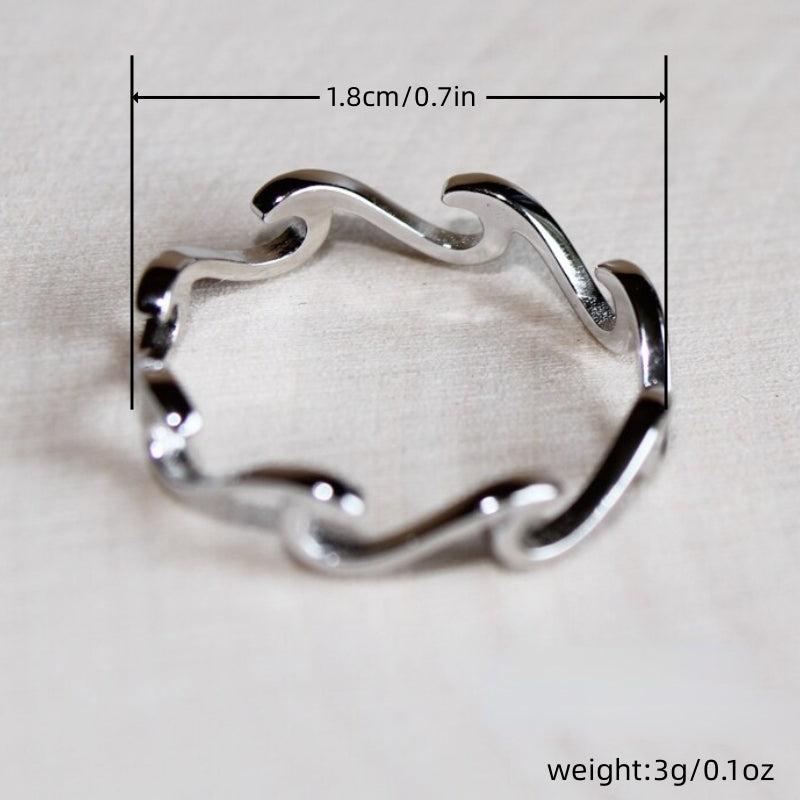 Silvery Plated Eternity Wave Ocean Women's Ring