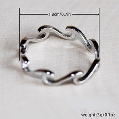 Silvery Plated Eternity Wave Ocean Women's Ring
