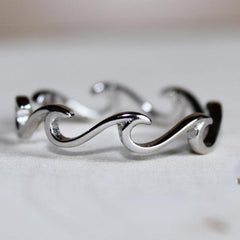 Silvery Plated Eternity Wave Ocean Women's Ring
