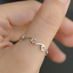 Silvery Plated Eternity Wave Ocean Women's Ring