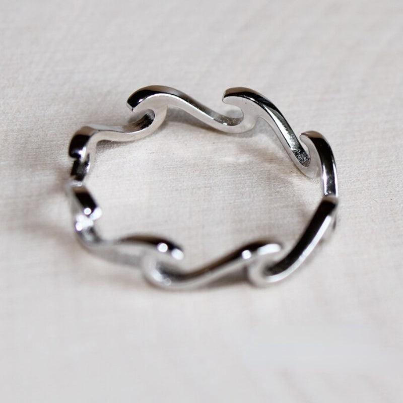 Silvery Plated Eternity Wave Ocean Women's Ring