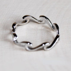 Silvery Plated Eternity Wave Ocean Women's Ring