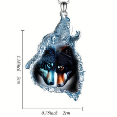 Geometric Triangle Crystal Wolf Pendant Necklace Gift