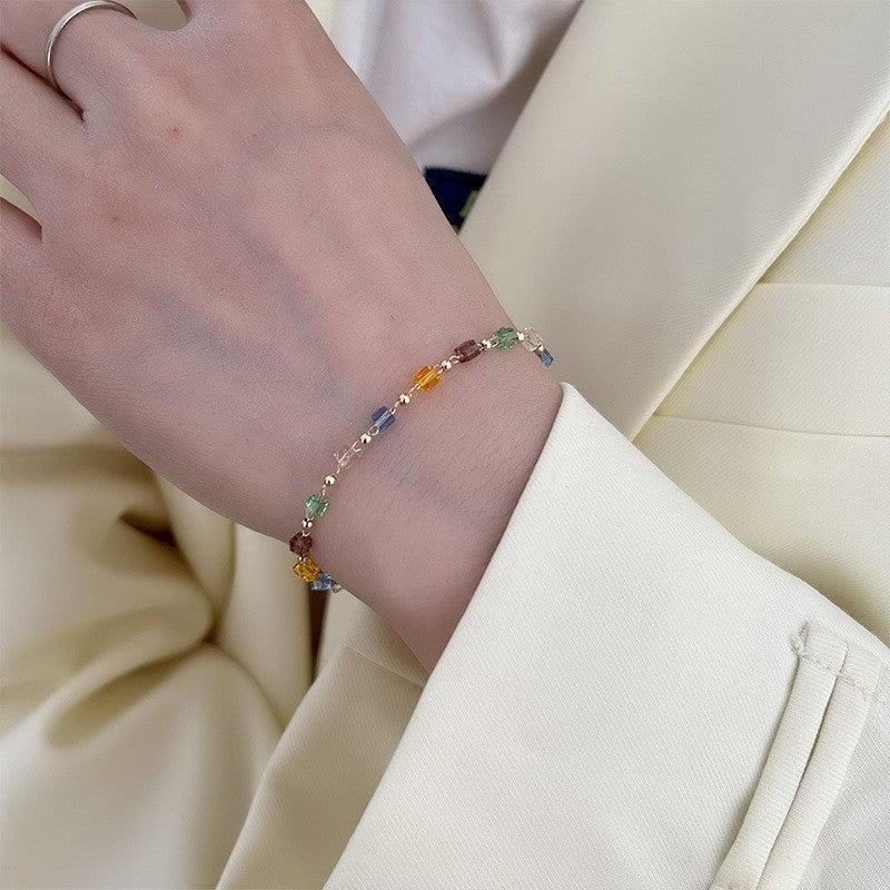 Colorful Crystal Necklace Female Pastoral Style Neck Chain