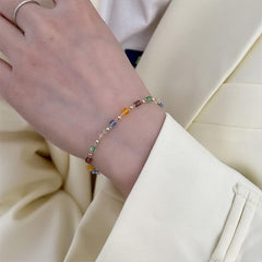 Colorful Crystal Necklace Female Pastoral Style Neck Chain
