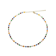 Colorful Crystal Necklace Female Pastoral Style Neck Chain