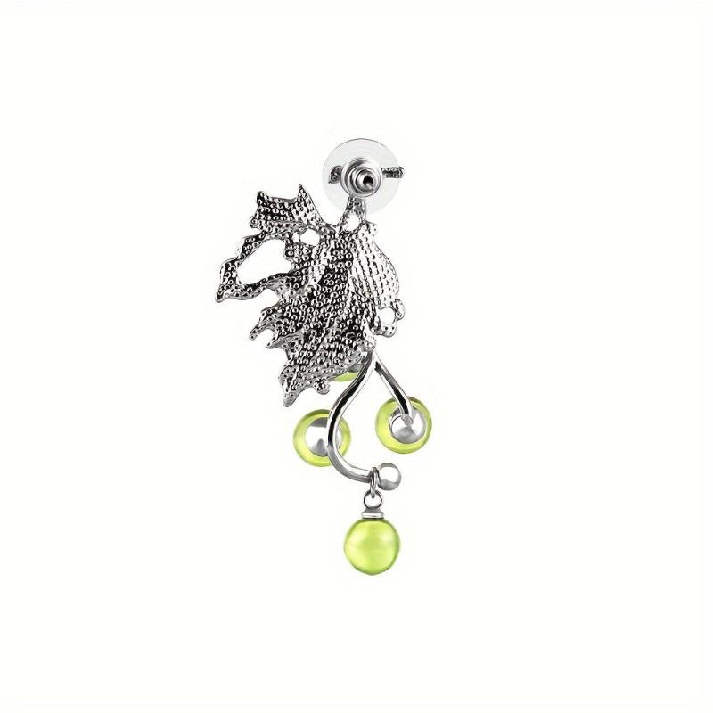 Silver Needle Green Grapes Earrings Electroplated Alloy Gift