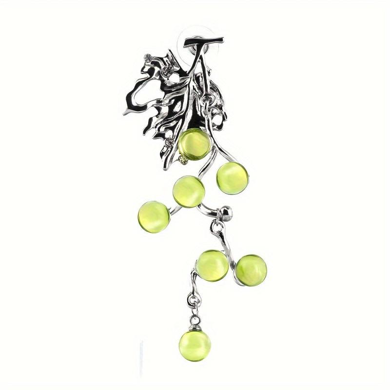 Silver Needle Green Grapes Earrings Electroplated Alloy Gift