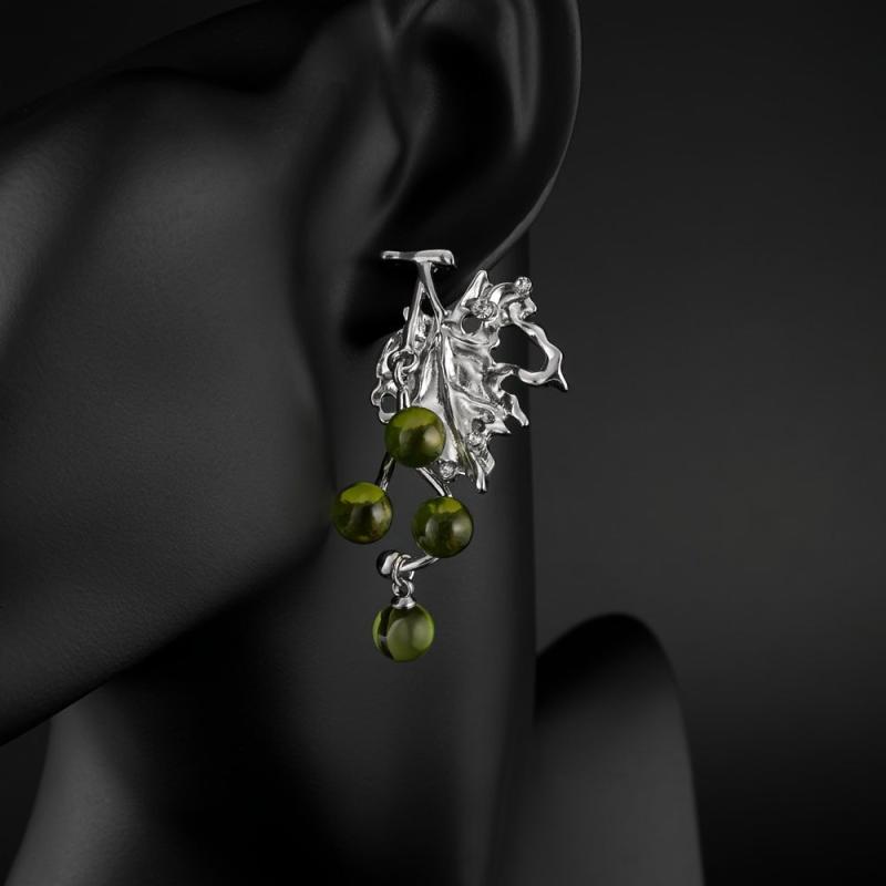 Silver Needle Green Grapes Earrings Electroplated Alloy Gift
