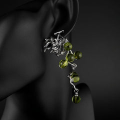 Silver Needle Green Grapes Earrings Electroplated Alloy Gift