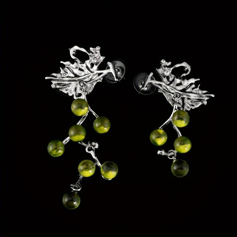 Silver Needle Green Grapes Earrings Electroplated Alloy Gift
