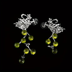 Silver Needle Green Grapes Earrings Electroplated Alloy Gift